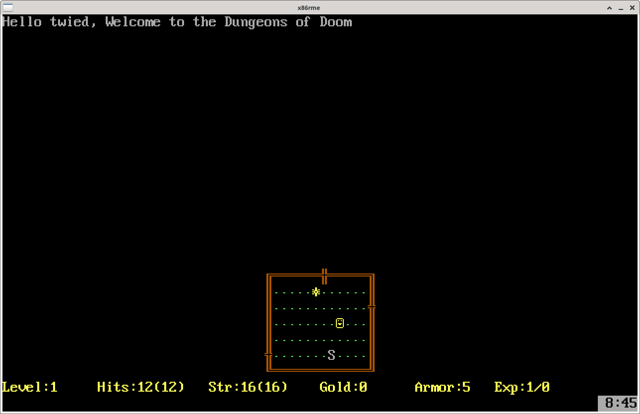 ROGUE starting up in x86rme